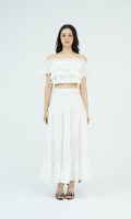 G-White Woven Top and Skirt Set